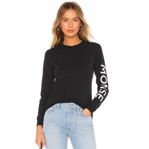 MONSE‎ Long Sleeve Tee Womens S Black Logo Graphic Sleeve Crew Neck Cotton Top